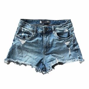 Kut from the Kloth Women's Ripped Jean Shorts - Light Blue